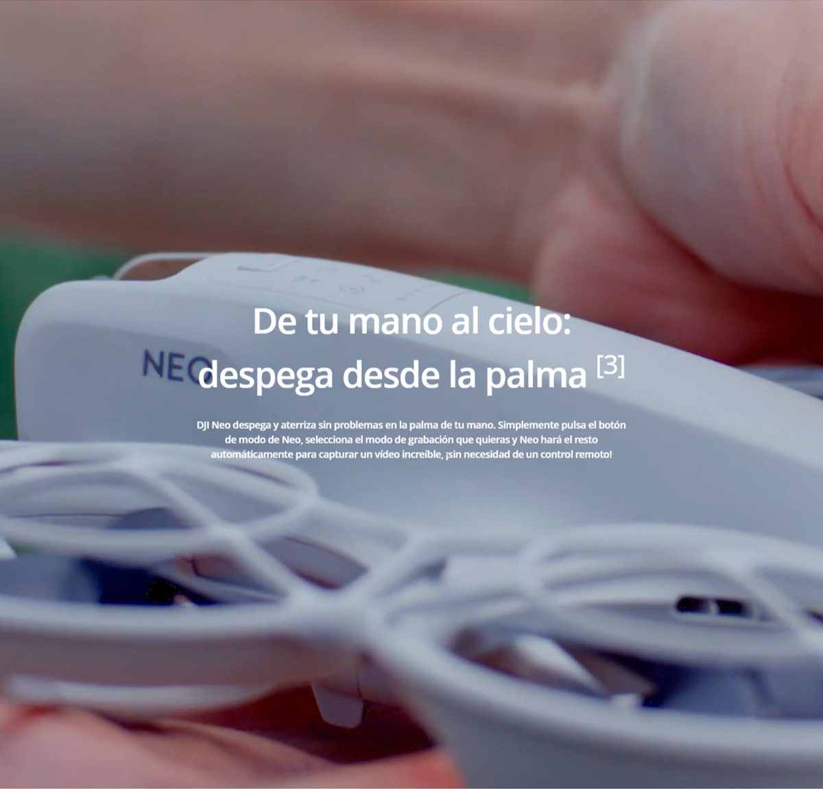 Detalle de la cámara del DJI Neo