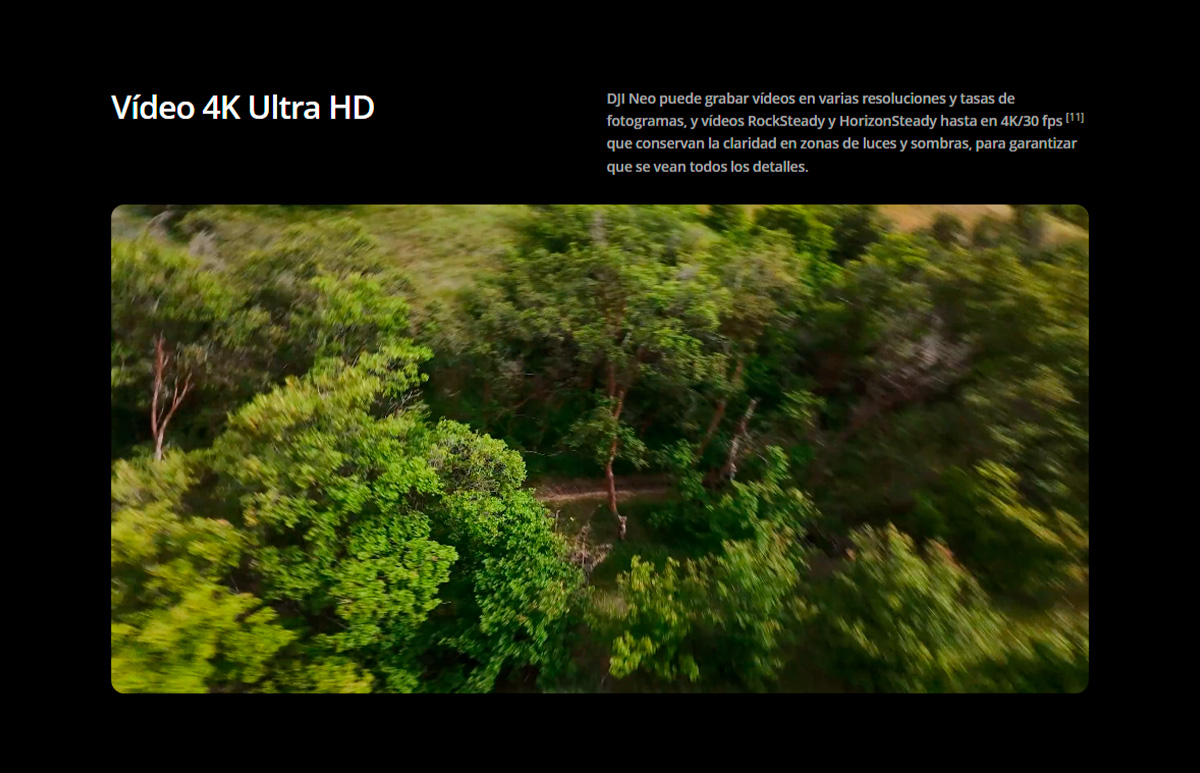 Diseño ultraligero del DJI Neo